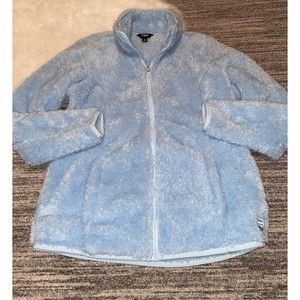 Fila Sport Light Blue Plush Fleece Teddy Zip Jacket Medium